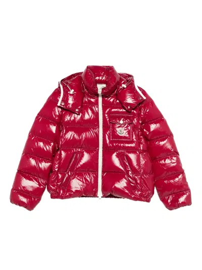 Moncler Andro Hooded Short Padded Jacket In Red