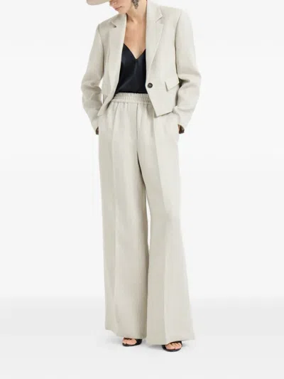 Brunello Cucinelli Chevron-pattern Cropped Blazer In Neutral