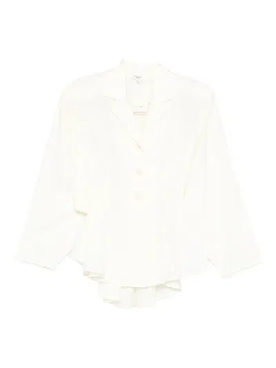Chloé Silk Blend Blouse Collared Peplum Waist In White