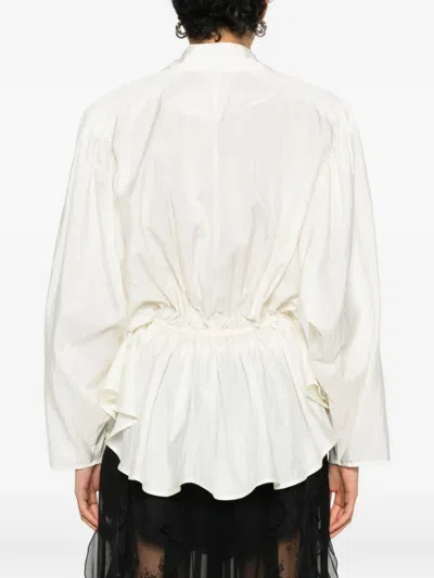 Chloé Silk Blend Blouse Collared Peplum Waist In White
