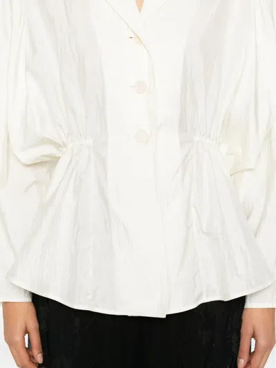 Chloé Silk Blend Blouse Collared Peplum Waist In White