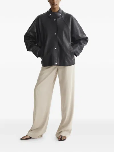 Aeron Salem Snap-collar Leather Jacket In Black