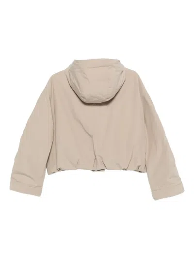 Moncler Eucalyptus Hooded Jacket Drawstring Front Pockets In Neutral