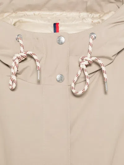 Moncler Eucalyptus Hooded Jacket Drawstring Front Pockets In Neutral