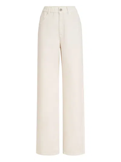 Brunello Cucinelli Cotton-wool Barrel Cuff Wide-leg Jeans In Neutral