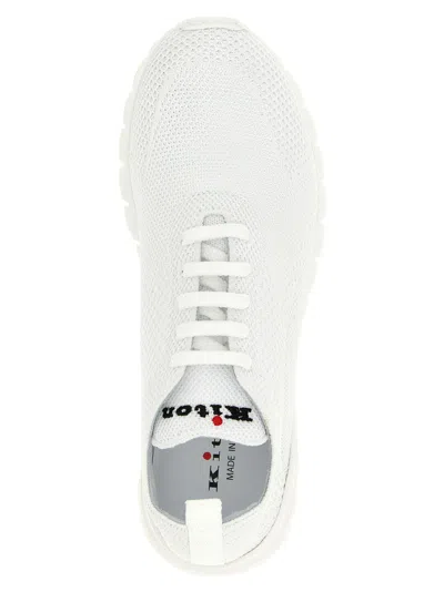 Kiton Knit Upper Sneakers Featuring Pull Tab In White