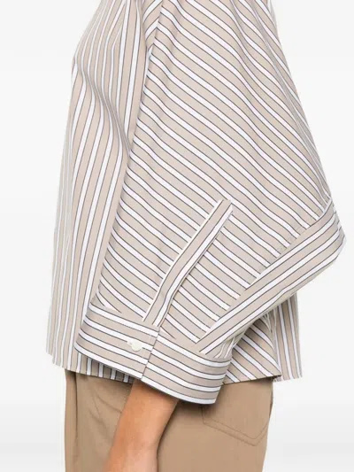 Brunello Cucinelli Striped Button Shirt In Neutral