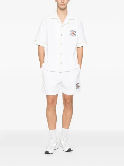 Casablanca C.p.company Black Elastane Trousers In White