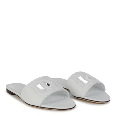 Dolce & Gabbana 5mm Leather-covered Heel Sandals With Calfskin Insole In White
