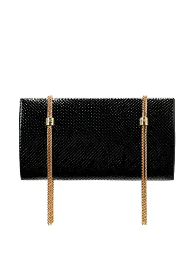 Elisabetta Franchi Python Texture Chain Clutch Bag In Black
