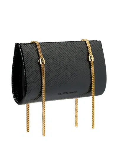 Elisabetta Franchi Python Texture Chain Clutch Bag In Black
