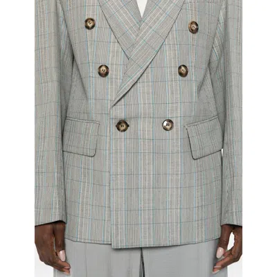 Victoria Beckham Check Wool Double-breasted Tailored Jacket Clothing In Multi
