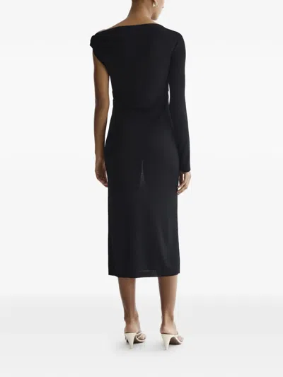 Aeron Sophia One-sleeve Split Midi Dress In Blue