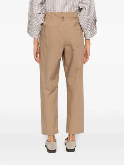 Brunello Cucinelli Lightweight Poplin Five-pocket Track Trousers With Monili Clothing In Brown