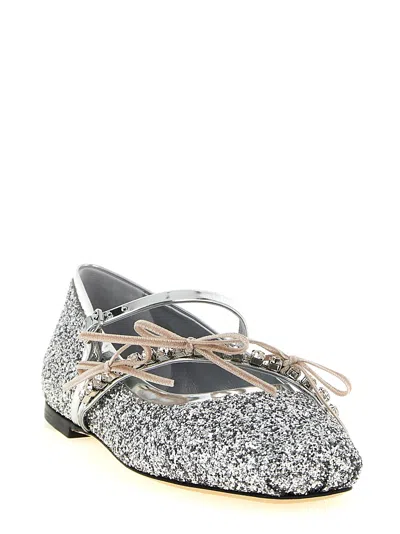 Jimmy Choo Silver Slip On Ballet Flats In Silver