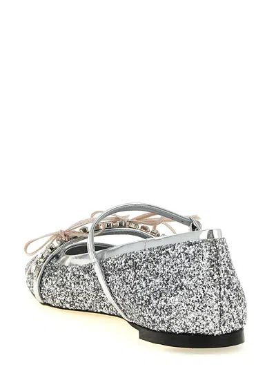 Jimmy Choo Silver Slip On Ballet Flats In Silver