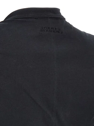 Isabel Marant Maisan Black T-shirt With Asymmetric Design And Logo Embroidery On The Back In Cotton Woman