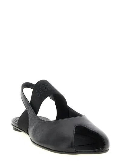 Mm6 Maison Margiela Logo Detailed Open-toe Slingback Sandals In Black