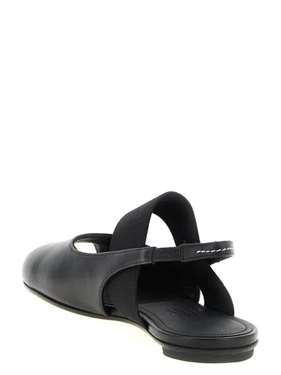 Mm6 Maison Margiela Logo Detailed Open-toe Slingback Sandals In Black
