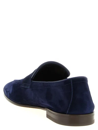 Brunello Cucinelli Suede Logo-embossed Loafers In Blue