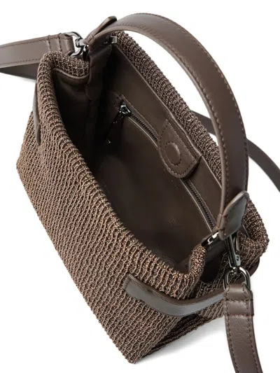 Brunello Cucinelli Small Essence Net-embroidered Tote Bag In Brown