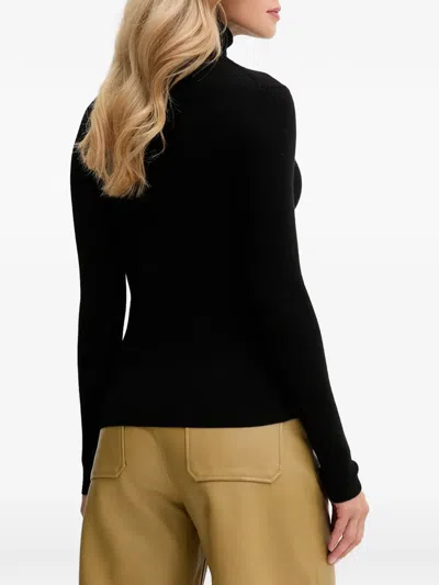 Mc2 Saint Barth Roll-neck Ribbed Top In Black