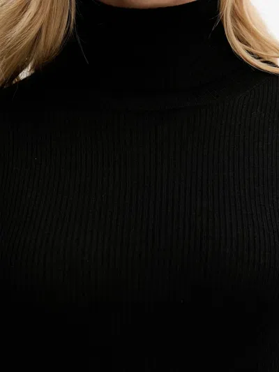 Mc2 Saint Barth Roll-neck Ribbed Top In Black