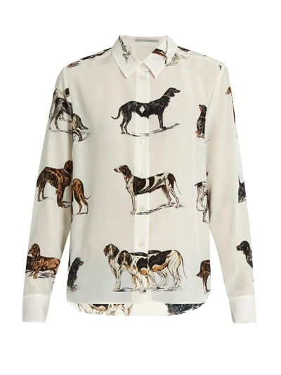 Stella Mccartney Women's Dog Print Crêpe De Chine Shirt In Ivory In  White