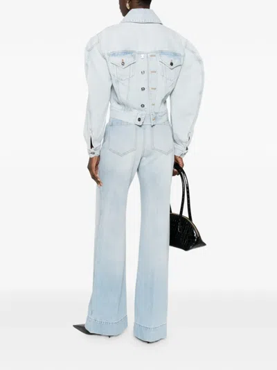 Givenchy Cropped Cocoon Jacket Front Back Yoke Pockets In Blue