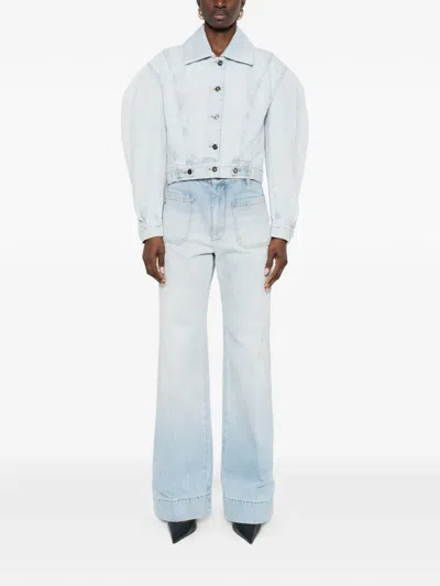 Givenchy Cropped Cocoon Jacket Front Back Yoke Pockets In Blue