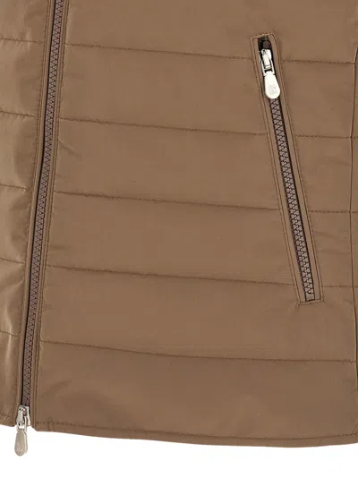 Brunello Cucinelli High Collar Quilted Vest Side Zipper Pockets In Brown