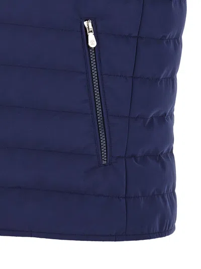 Brunello Cucinelli High Neck Quilted Sleeveless Down Vest In Blue