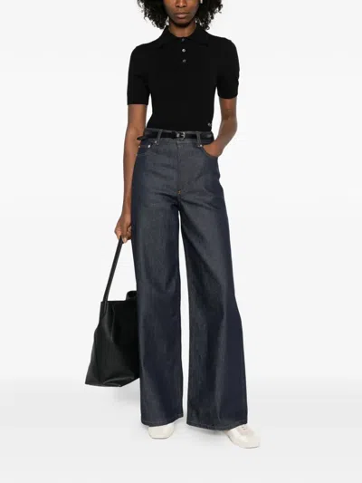 Apc Logo-embroidered Jeans In Blue