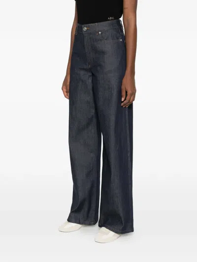 Apc Logo-embroidered Jeans In Blue