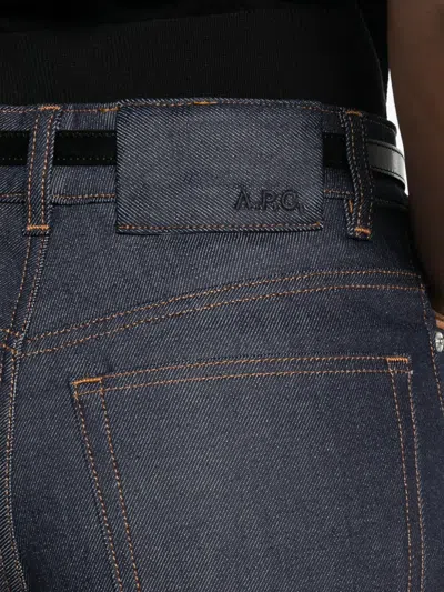 Apc Logo-embroidered Jeans In Blue