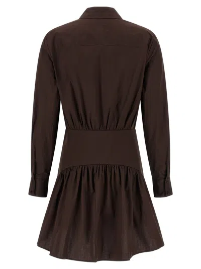 Staud Long Sleeve Gathered Detail Dress
