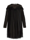 Chloé Lace-appliqué Brushed Silk-georgette Dress In Black