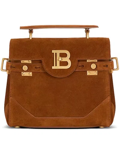 Balmain Medium Handle Bag Adjustable Strap Hardware In Brown