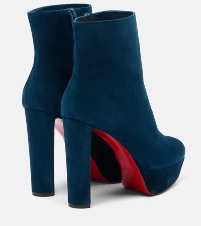 Christian Louboutin Loo Booty 130 Suede Platform Ankle Boots In Multi