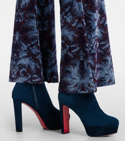 Christian Louboutin Loo Booty 130 Suede Platform Ankle Boots In Multi