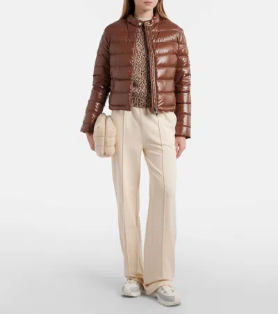 Moncler Papillon Padded Glossed Shell Jacket In Brown