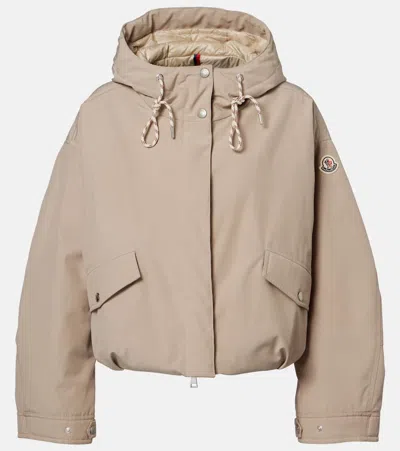 Moncler Eucalyptus Hooded Jacket Drawstring Front Pockets In Neutral