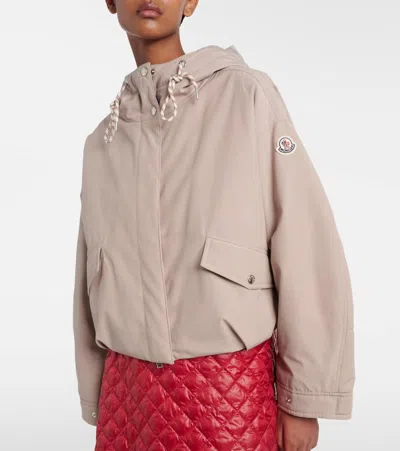 Moncler Eucalyptus Hooded Jacket Drawstring Front Pockets In Neutral