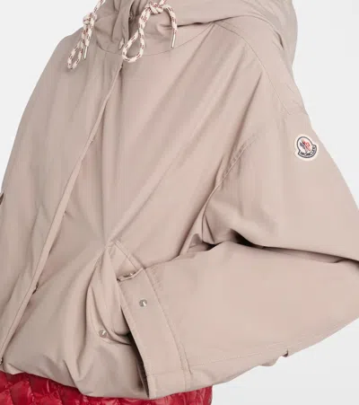 Moncler Eucalyptus Hooded Jacket Drawstring Front Pockets In Neutral