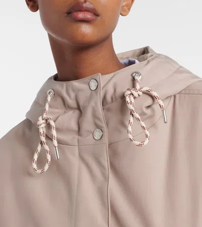 Moncler Eucalyptus Hooded Jacket Drawstring Front Pockets In Neutral