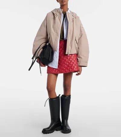 Moncler Eucalyptus Hooded Jacket Drawstring Front Pockets In Neutral