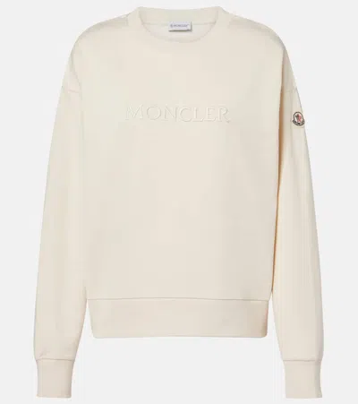 Moncler Crew Neck Sweatshirt Long Sleeves Ribbed Trims In Multi