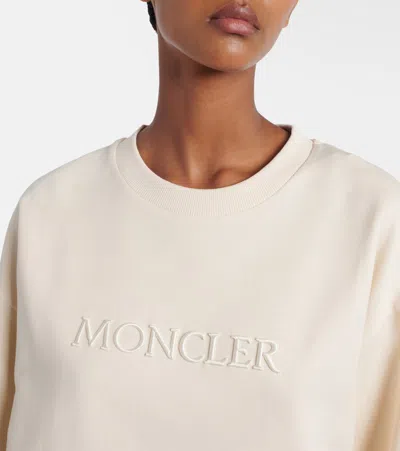 Moncler Crew Neck Sweatshirt Long Sleeves Ribbed Trims In Multi