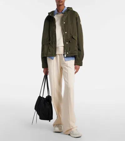 Moncler Crew Neck Sweatshirt Long Sleeves Ribbed Trims In Multi