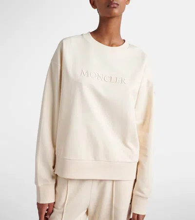 Moncler Crew Neck Sweatshirt Long Sleeves Ribbed Trims In Multi